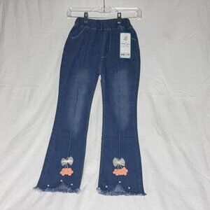 Kids/Girl Blue Flared Jeans with Butterfly Accents(New)